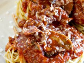 Spaghetti With Mushroom Meat Sauce Homemade Spaghetti Sauce