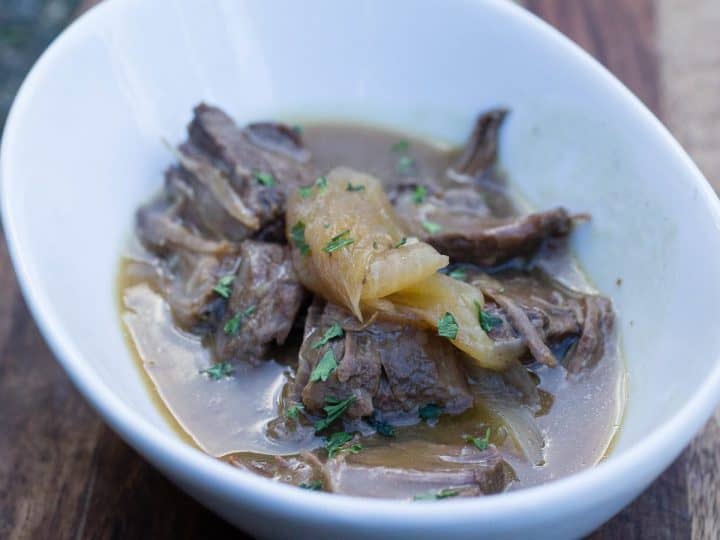 Pressure Cooker Beer Braised Steak with Onions