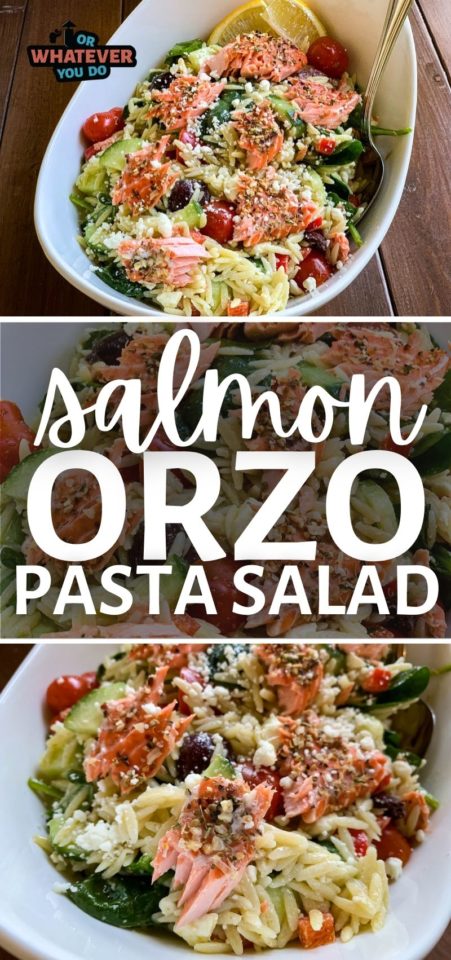 Easy Salmon Orzo Pasta Salad - Delicious grilled lunch or dinner recipe