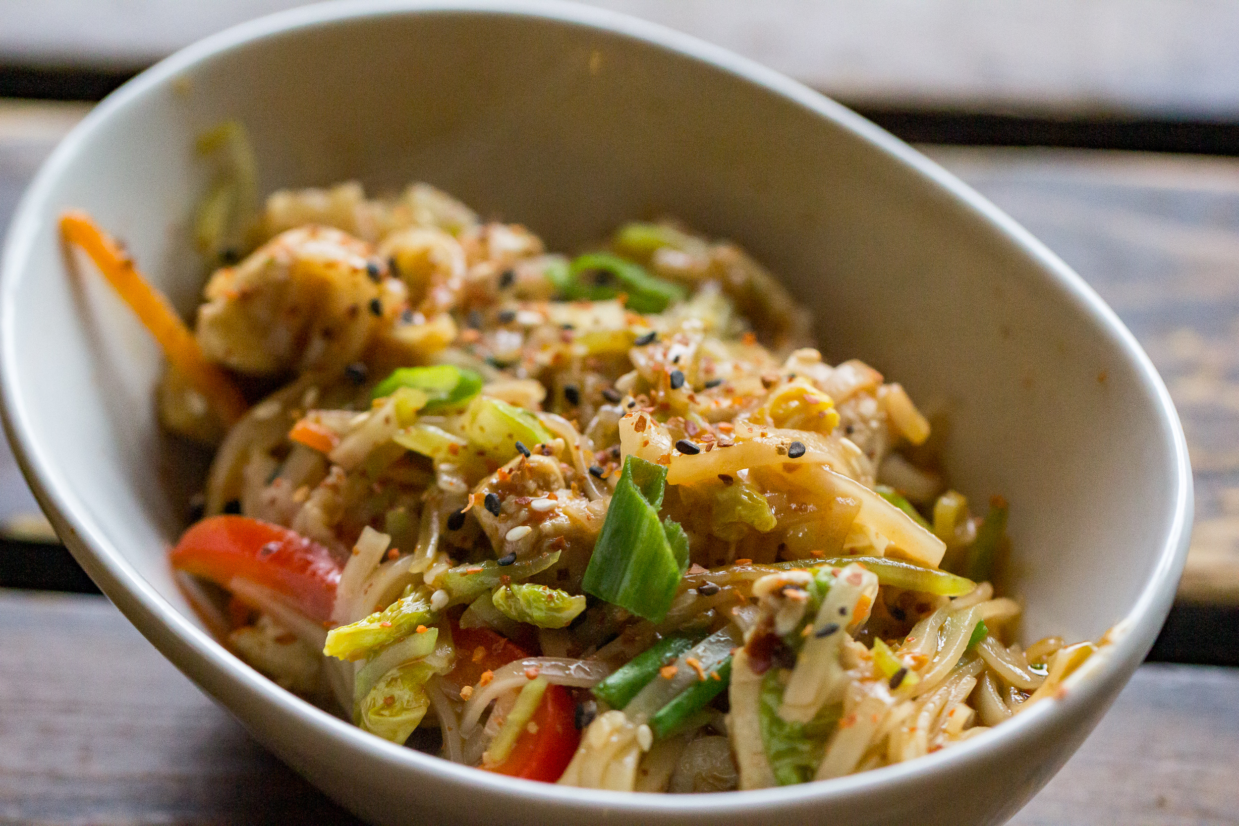 Chicken Stir Fry with Rice Noodles (30 minute meal)