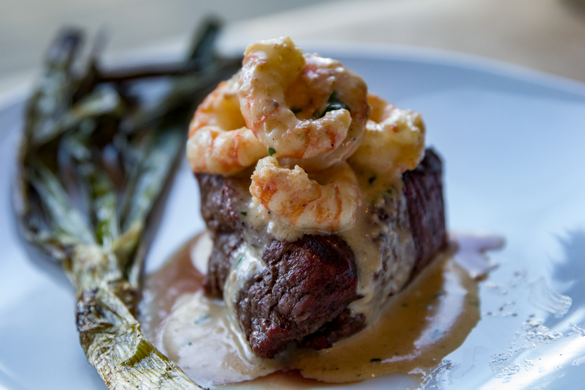 Filet Mignon With Whiskey Garlic Shrimp Sauce [surf And Turf] Or