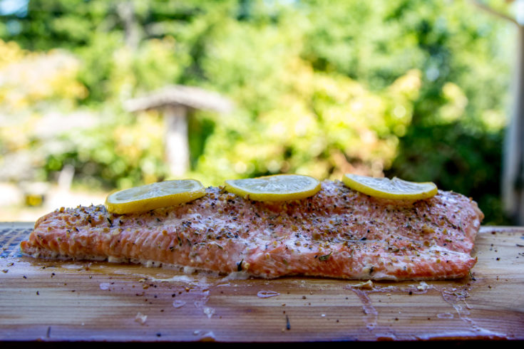 Cedar Plank Salmon on the pellet grill