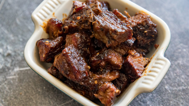 Easy Traeger Smoked Pork Belly Burnt Ends - Sip Bite Go