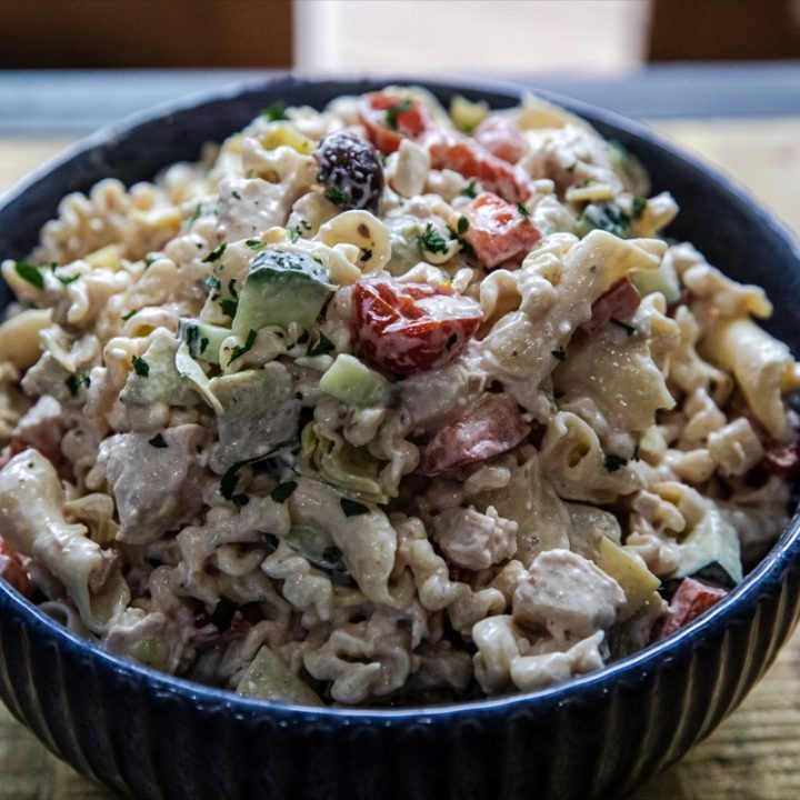 Smoked Greek Chicken Pasta Salad - Or Whatever You Do