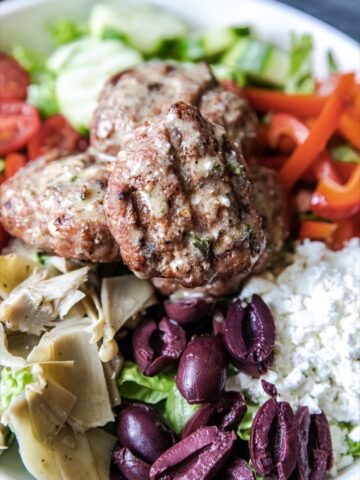 Grilled Greek Meatball Bowls