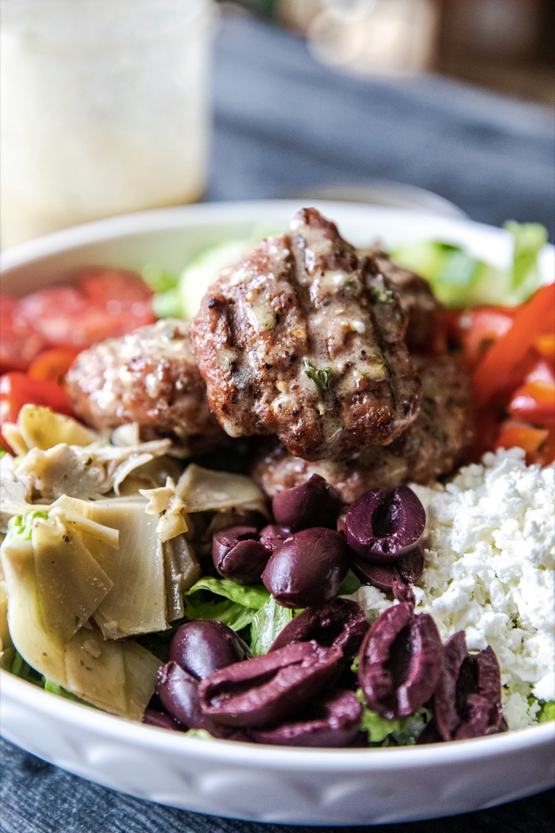 Grilled Greek Meatball Bowls