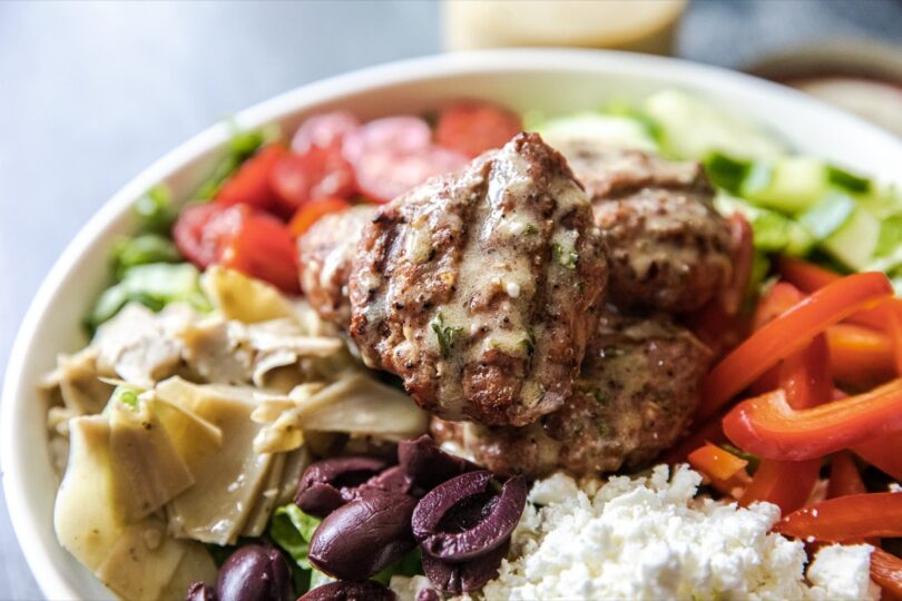 Grilled Greek Meatball Bowls