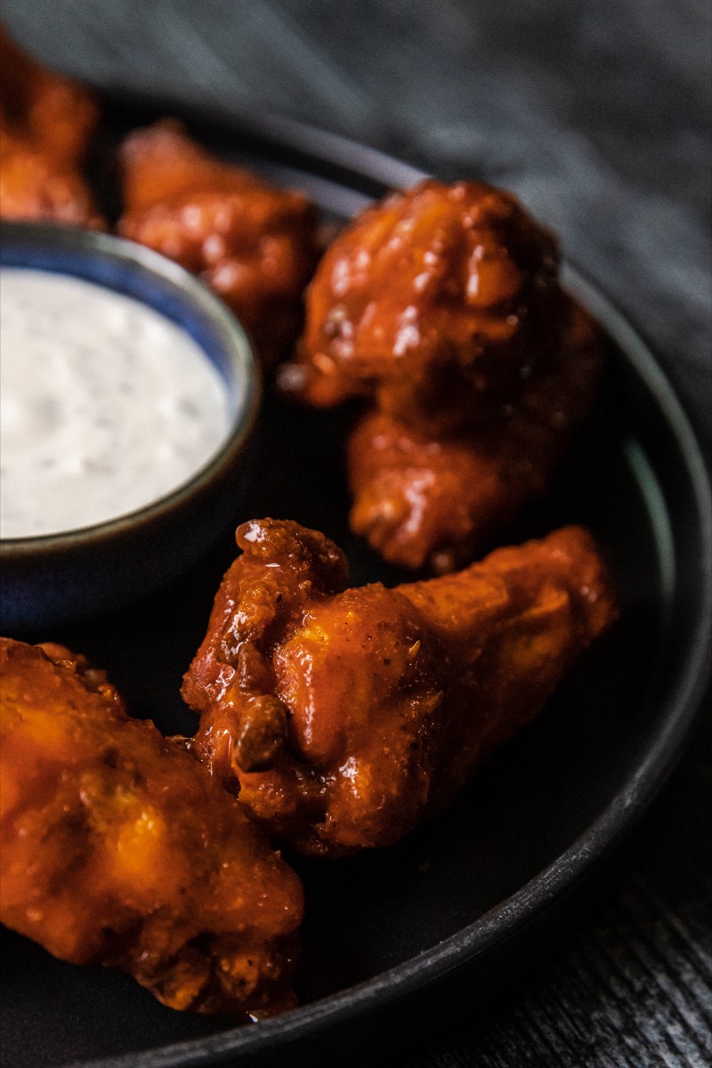 Lightly Breaded Smoked and Fried Buffalo Wings