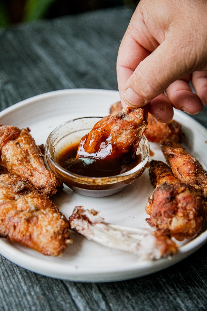 Lightly Breaded Smoked and Fried Chicken Wings