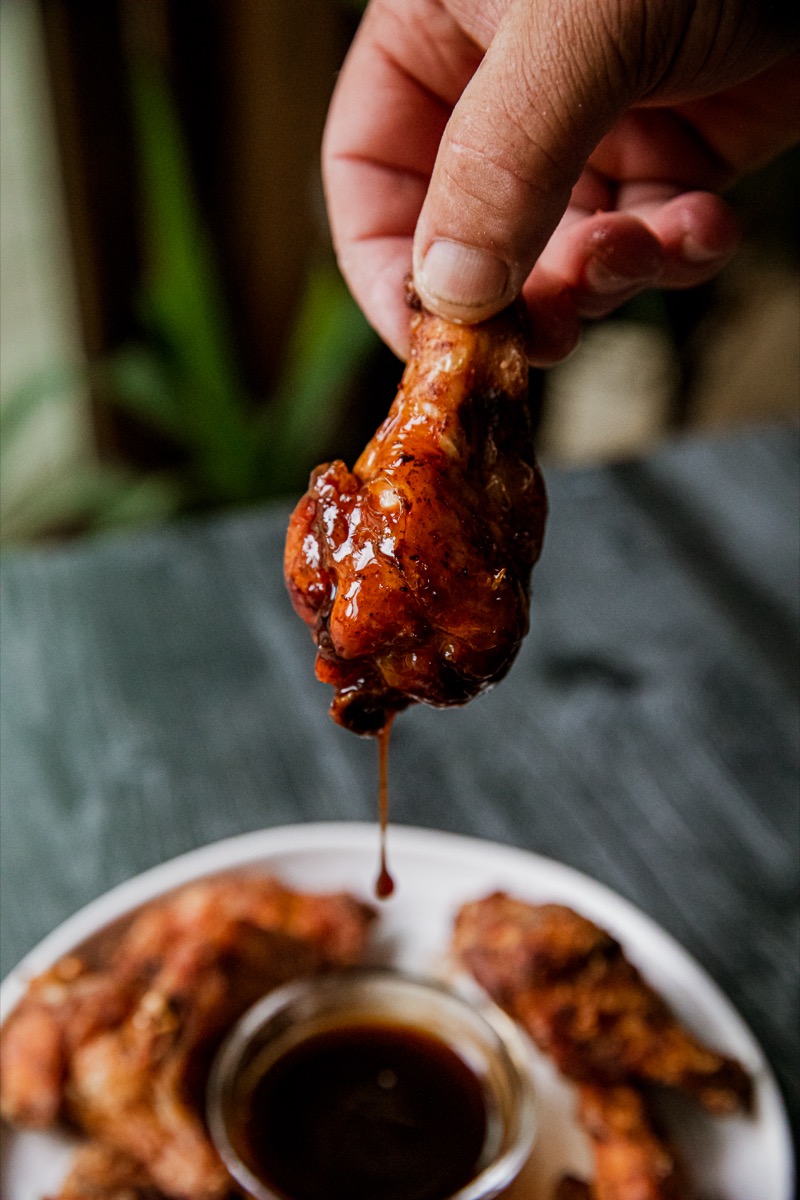 Lightly Breaded Smoked and Fried Chicken Wings