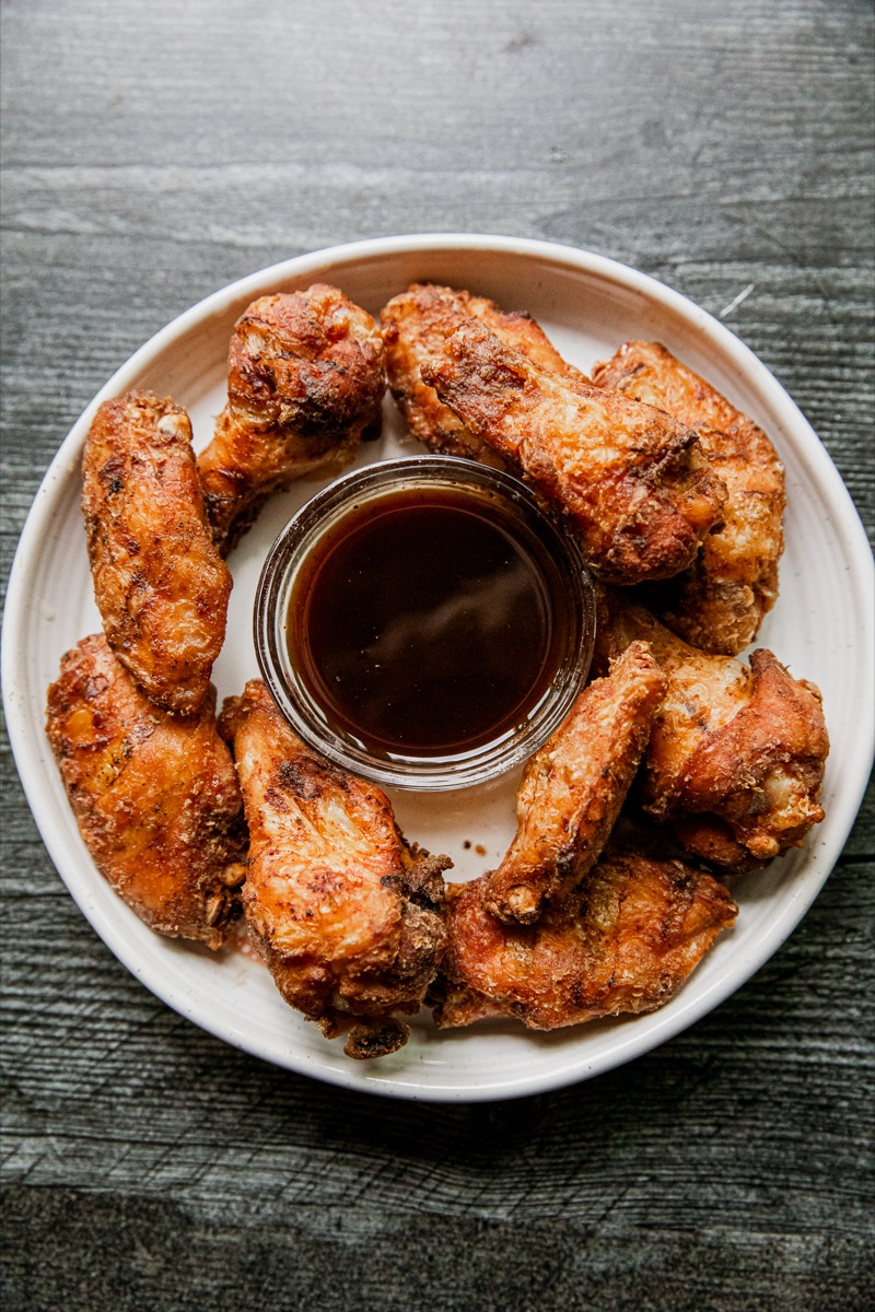 Lightly Breaded Smoked and Fried Chicken Wings