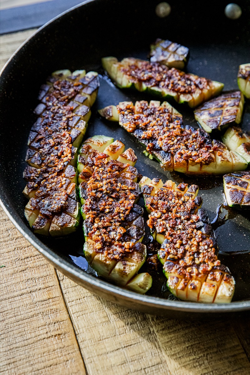 Traeger Chili Crisp Zucchini